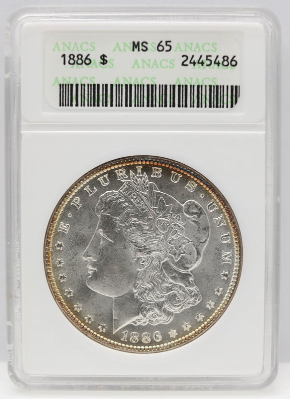 1886 $1 Morgan Silver Dollar ANACS MS65