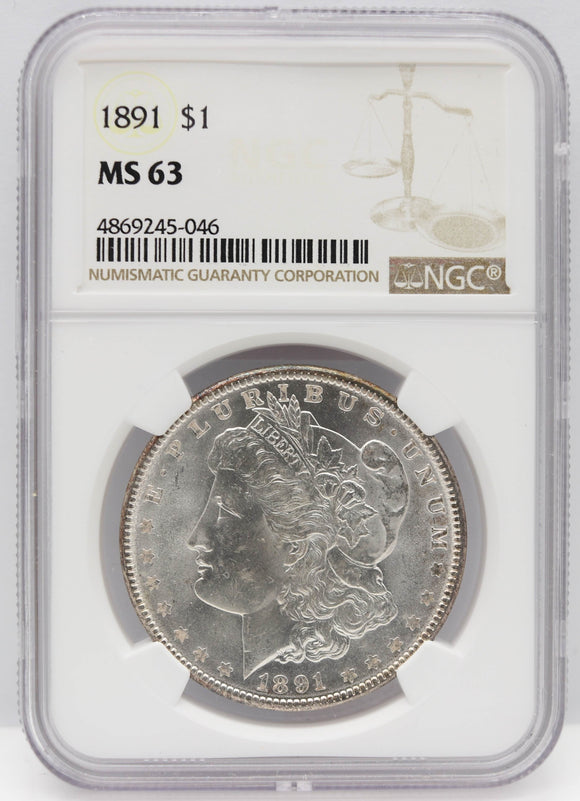 1891 $1 Morgan Silver Dollar NGC MS63