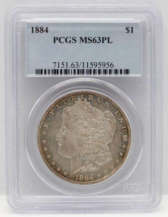 1884 $1 Morgan Silver Dollar PCGS MS63 PL
