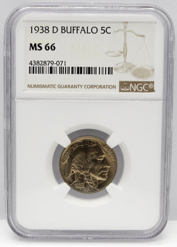 1938-D 5c Buffalo Nickel NGC MS66