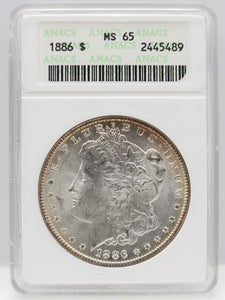 1886 $1 Morgan Silver Dollar ANACS MS65