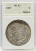 1887 $1 Morgan Silver Dollar ANACS MS63