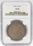 1891-CC $1 Morgan Silver Dollar NGC VF30