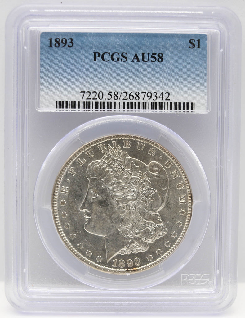 1893 $1 Morgan Silver Dollar PCGS AU58