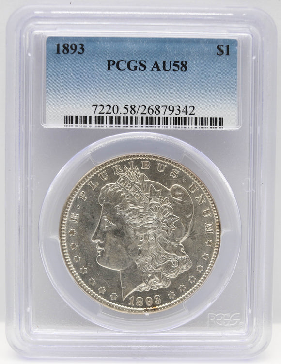 1893 $1 Morgan Silver Dollar PCGS AU58