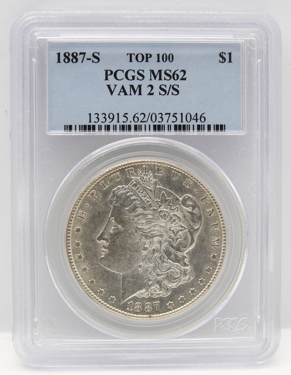1887-S $1 Morgan Silver Dollar PCGS MS62 VAM 2 S/S