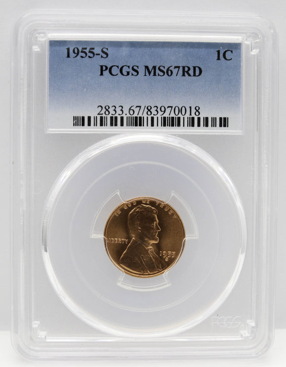 1955-S 1c Lincoln Wheat PCGS MS67 RD