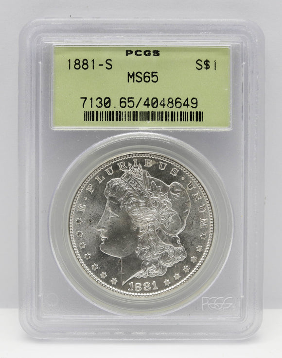 1881-S $1 Morgan Silver Dollar PCGS MS65 OGH