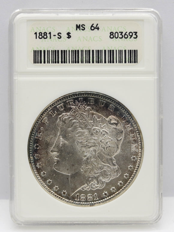 1881-S $1 Morgan Silver Dollar ANACS MS64