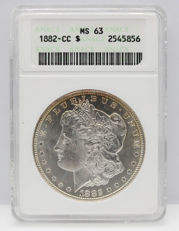 1882-CC $1 Morgan Silver Dollar ANACS MS63