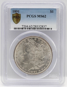 1891 $1 Morgan Silver Dollar PCGS MS62