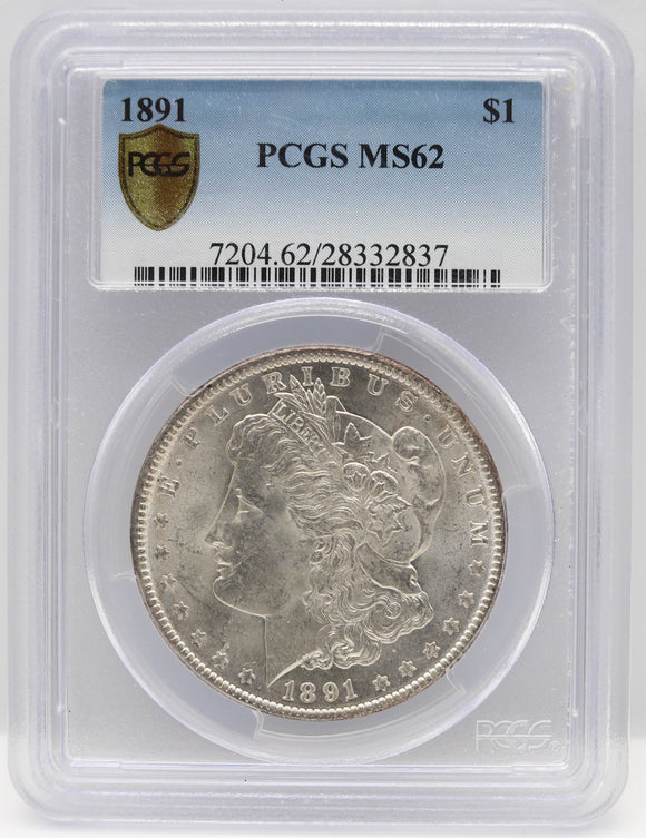 1891 $1 Morgan Silver Dollar PCGS MS62