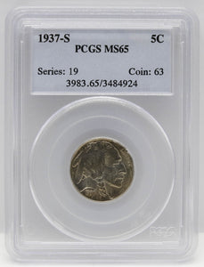 1937-S 5c Buffalo Nickel PCGS MS65