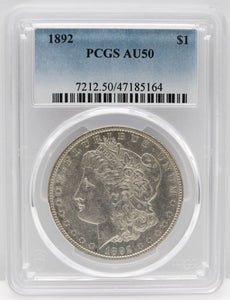 1892 $1 Morgan Silver Dollar PCGS AU50