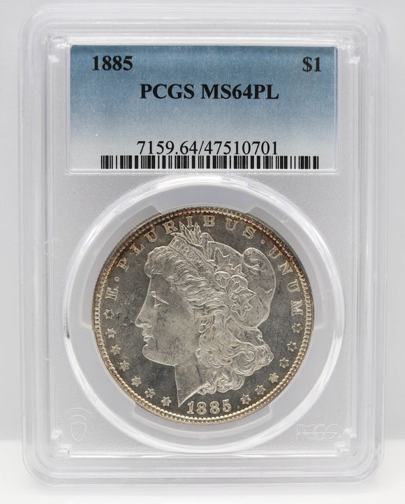 1885 $1 Morgan Silver Dollar PCGS MS64 PL