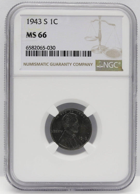1943-S 1c Lincoln Wheat Steel NGC MS66