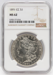 1891-CC $1 Morgan Silver Dollar NGC MS62