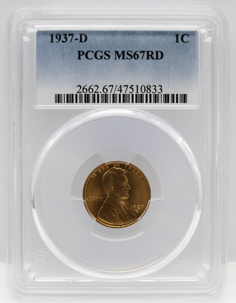 1937-D 1c Lincoln Wheat PCGS MS67 RD