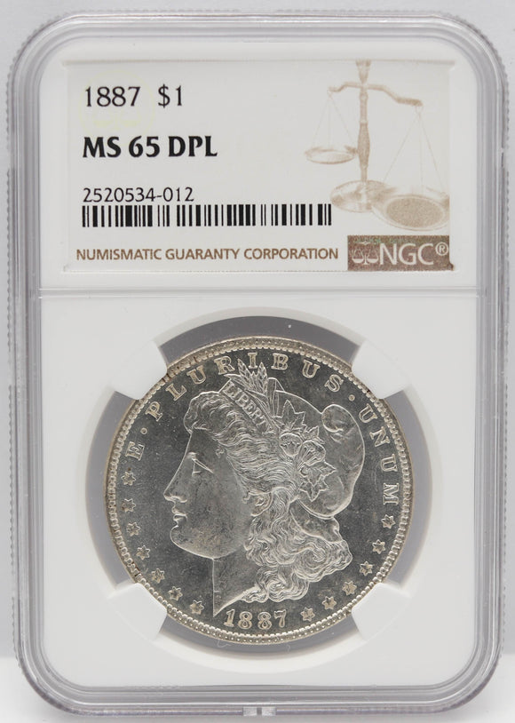 1887 $1 Morgan Silver Dollar NGC MS65 DPL