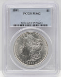 1891 $1 Morgan Silver Dollar PCGS MS62