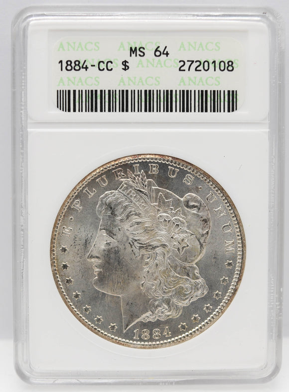 1884-CC $1 Morgan Silver Dollar ANACS MS64