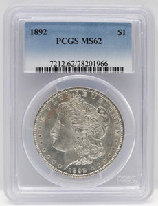 1892 $1 Morgan Silver Dollar PCGS MS62