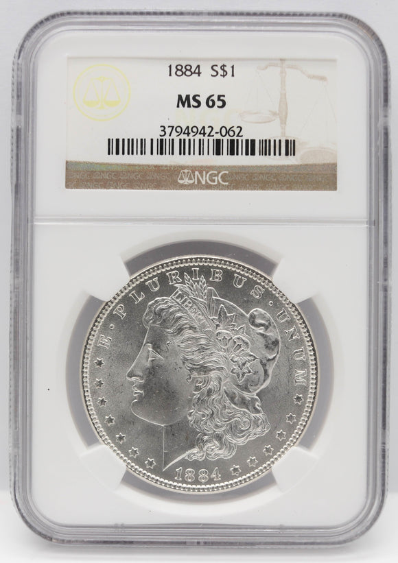 1884 $1 Morgan Silver Dollar NGC MS65