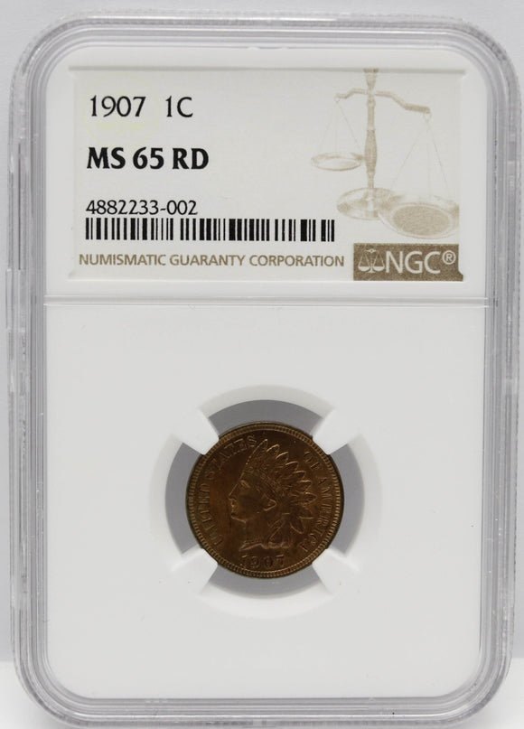 1907 1c Indian Head NGC MS65 RD