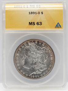 1891-O $1 Morgan Silver Dollar ANACS MS63