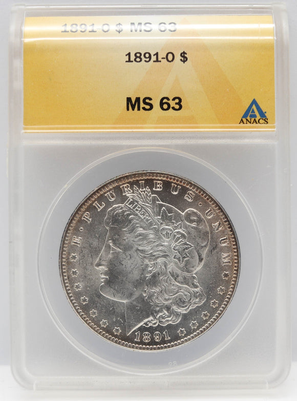 1891-O $1 Morgan Silver Dollar ANACS MS63