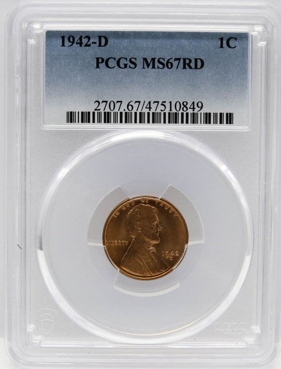 1942-D 1c Lincoln Wheat PCGS MS67 RD