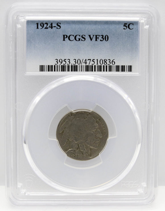 1924-S 5c Buffalo Nickel PCGS VF30