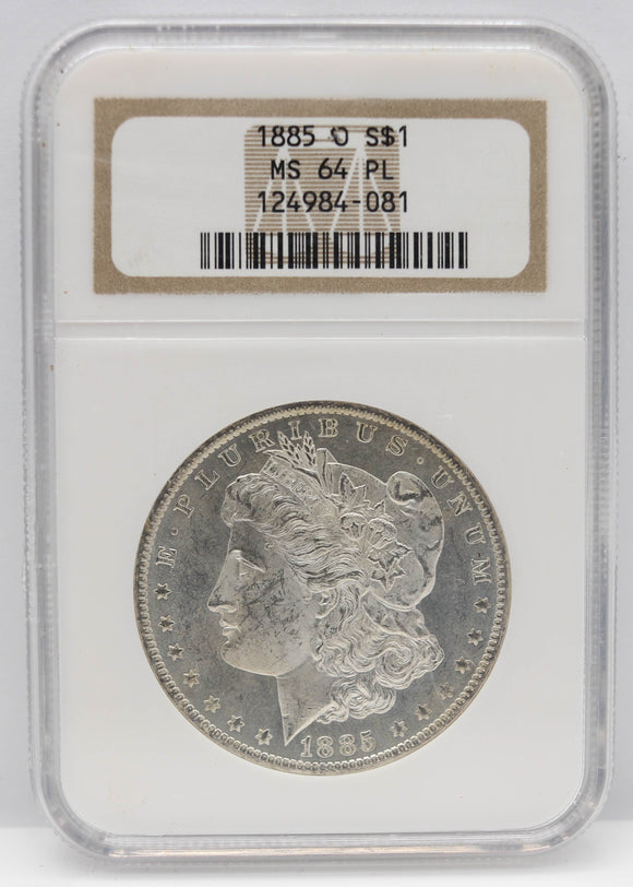 1885-O $1 Morgan Silver Dollar NGC MS64 PL