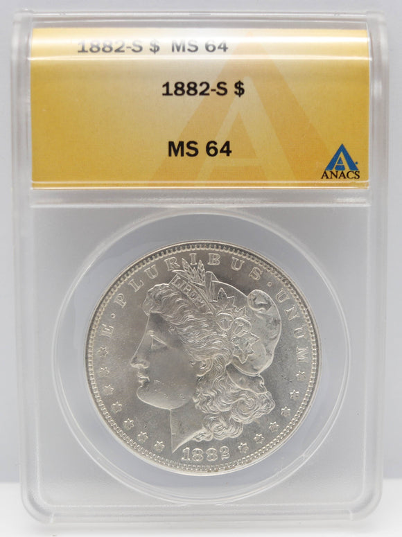 1882-S $1 Morgan Silver Dollar ANACS MS64