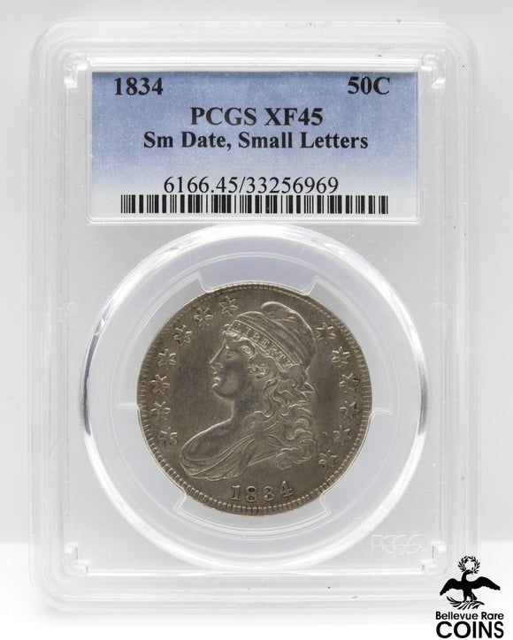 1834 50c Capped Bust Small Date, Small Letters PCGS XF45